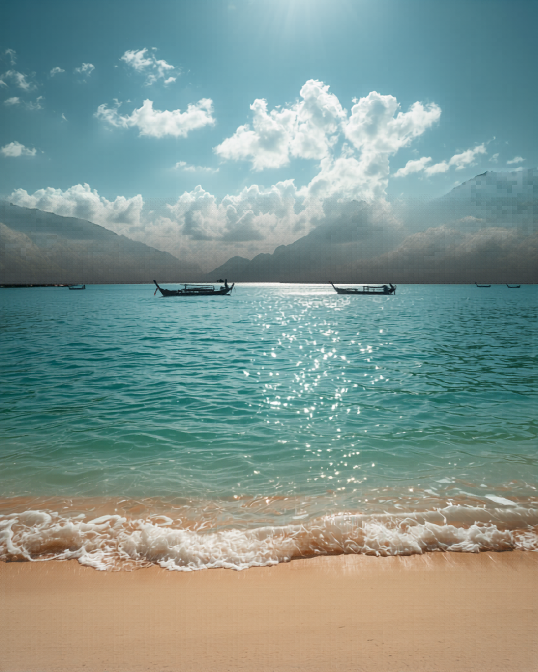 Nai Harn Beach Phuket: A calm, crescent-shaped bay with crystal clear water and lush green hills.