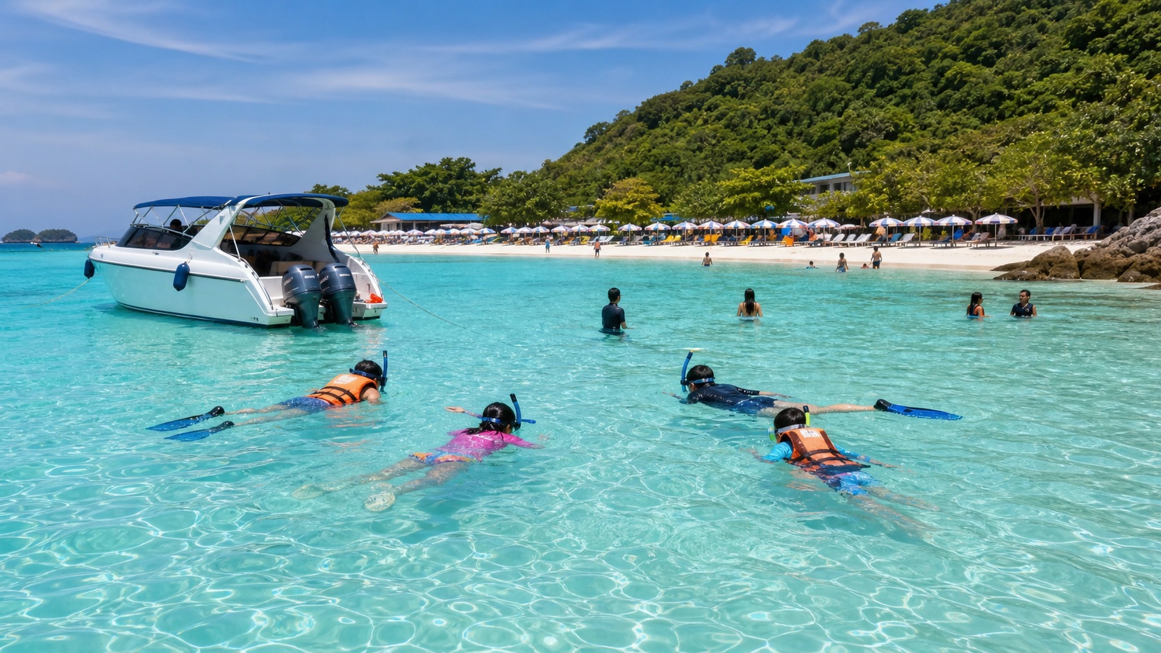 Snorkeling in clear shallow water near Phuket