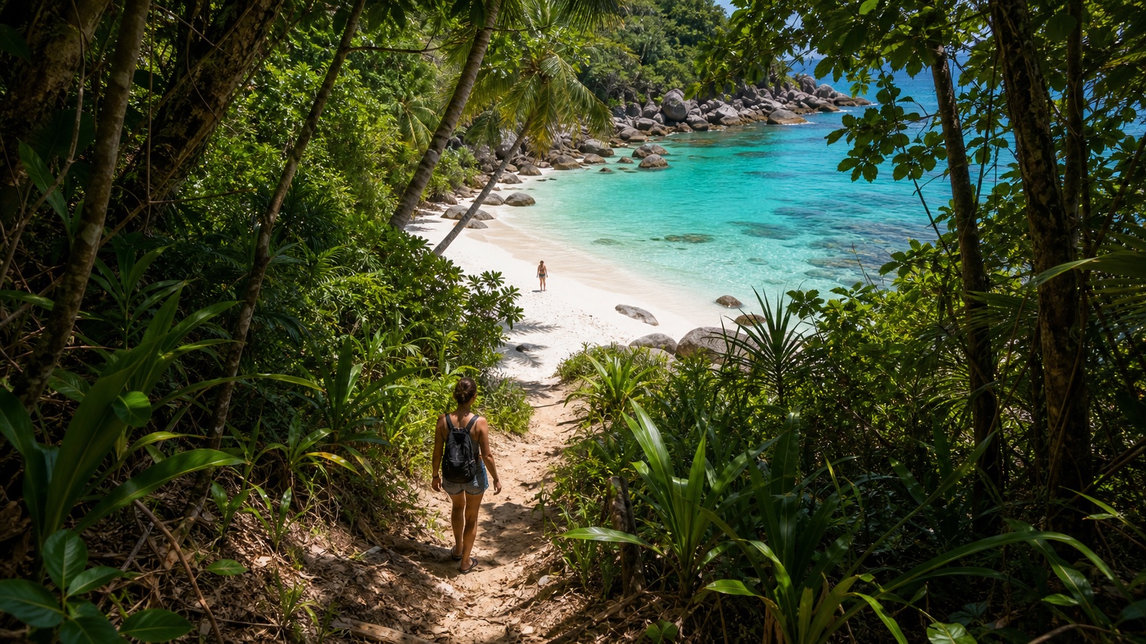 Simple sandy access path leading to a cleaner Phuket beach