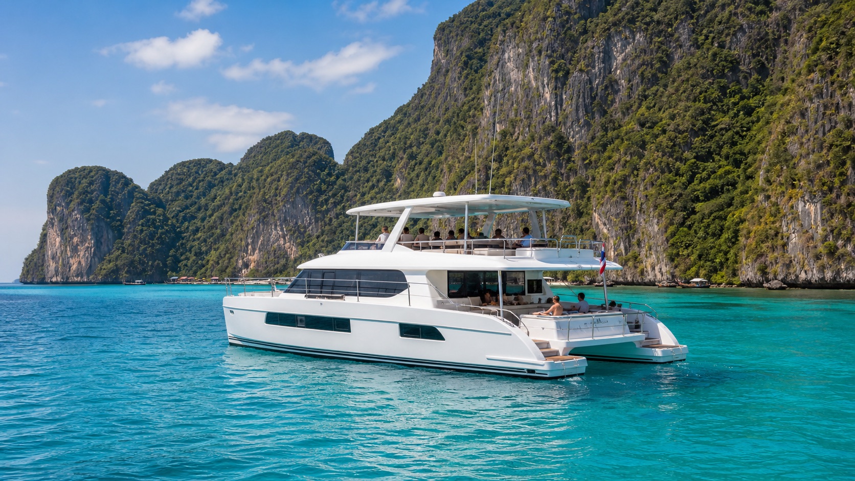 Catamaran day trip boat near Phi Phi Islands