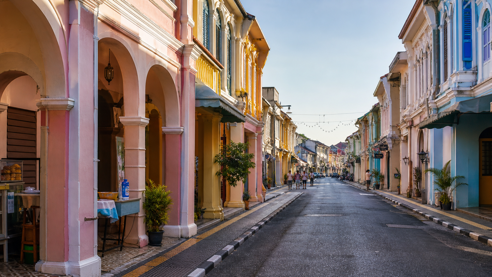 Colorful Sino-Portuguese shophouses in Phuket Old Town
